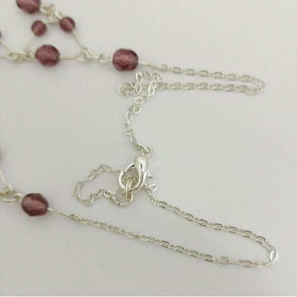 Vintage Czech Purple Crystal Necklace Silver tone - Picture 6 of 7